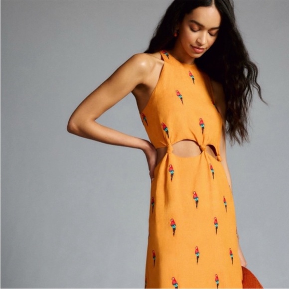 FARM Rio Orange Parrot Print Dress - Picture 4 of 13